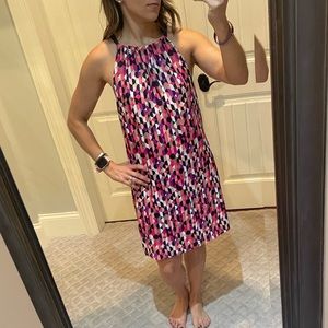 Trina Turk dress.  Navy blue and beautiful pinks